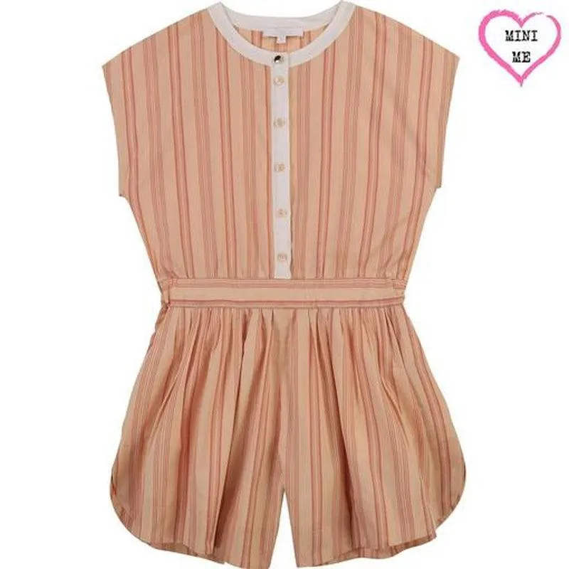 Girls Peach Striped Playsuit