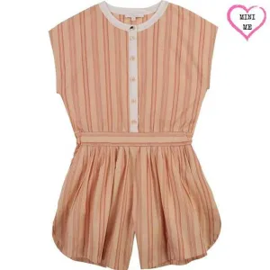 Girls Peach Striped Playsuit