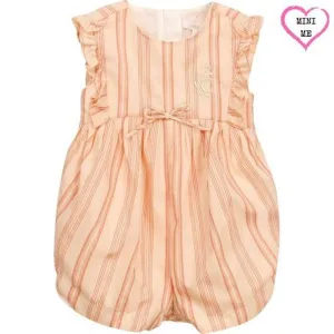 Girls Peach Striped Playsuit