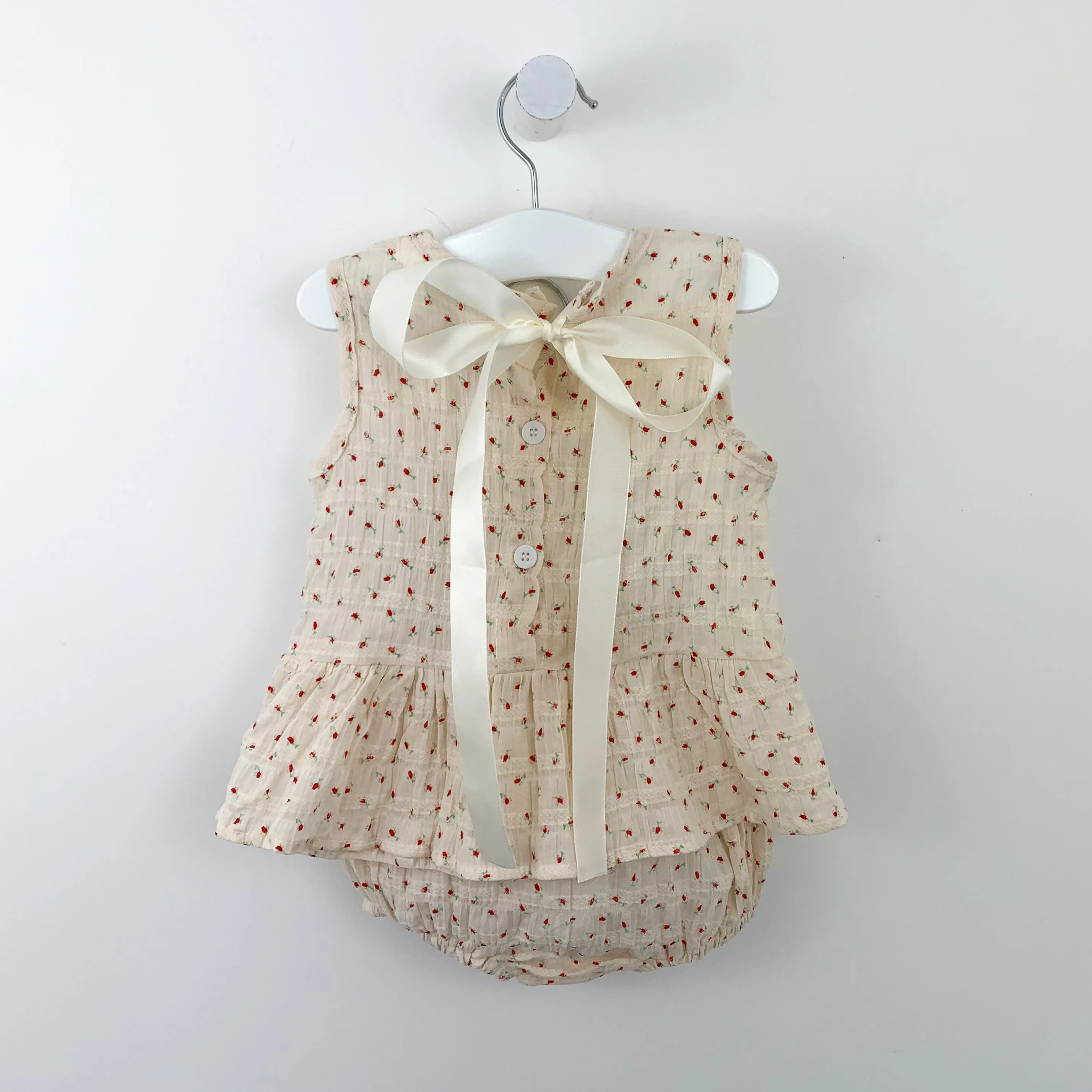 Girls Peplum Top and Bloomer Set- Rose Print