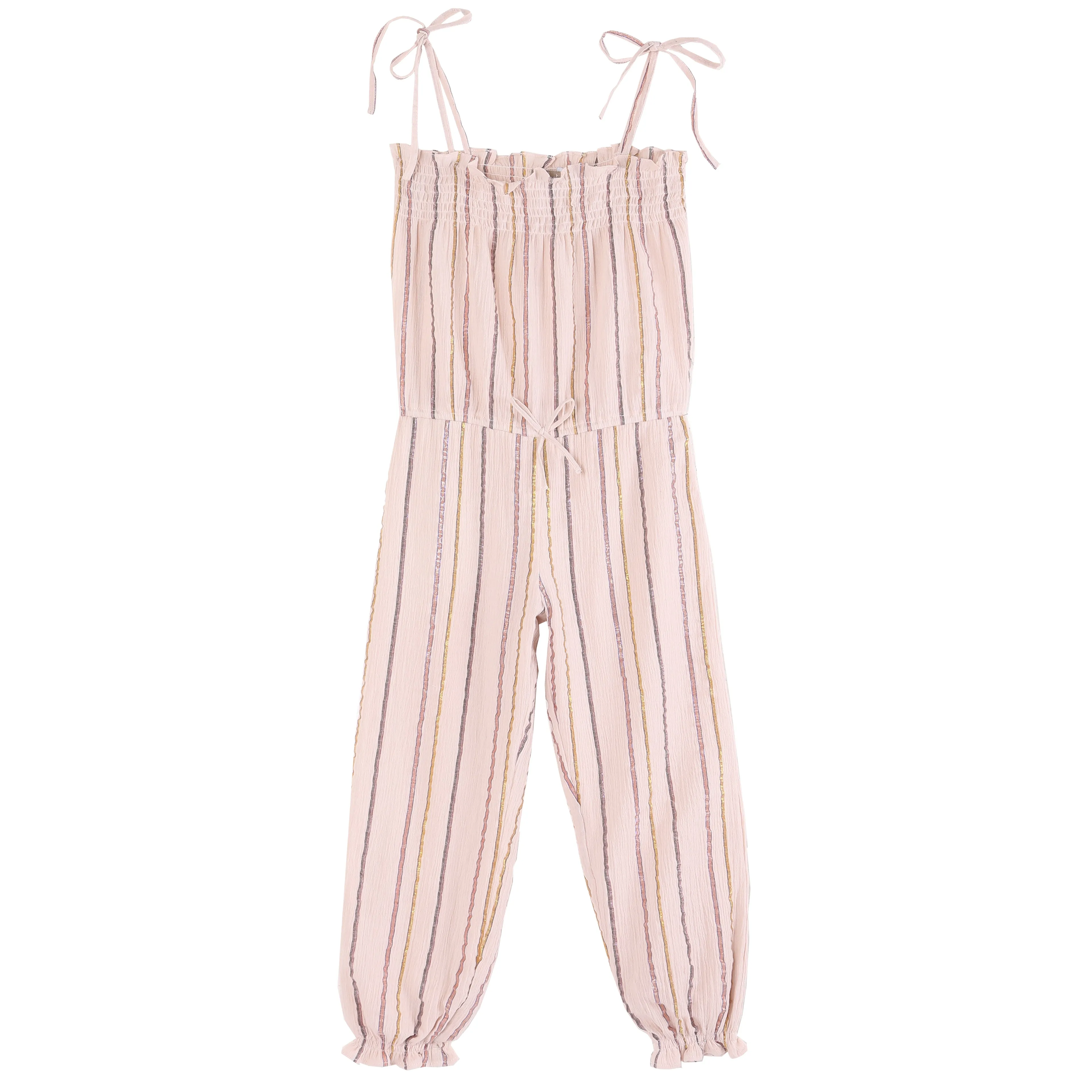 Girls Stripy Lurex & Crepe Overalls