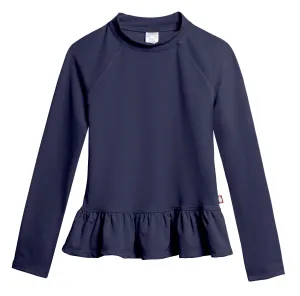 Girls UPF 50  Peplum Long Sleeve Rashguard | Navy