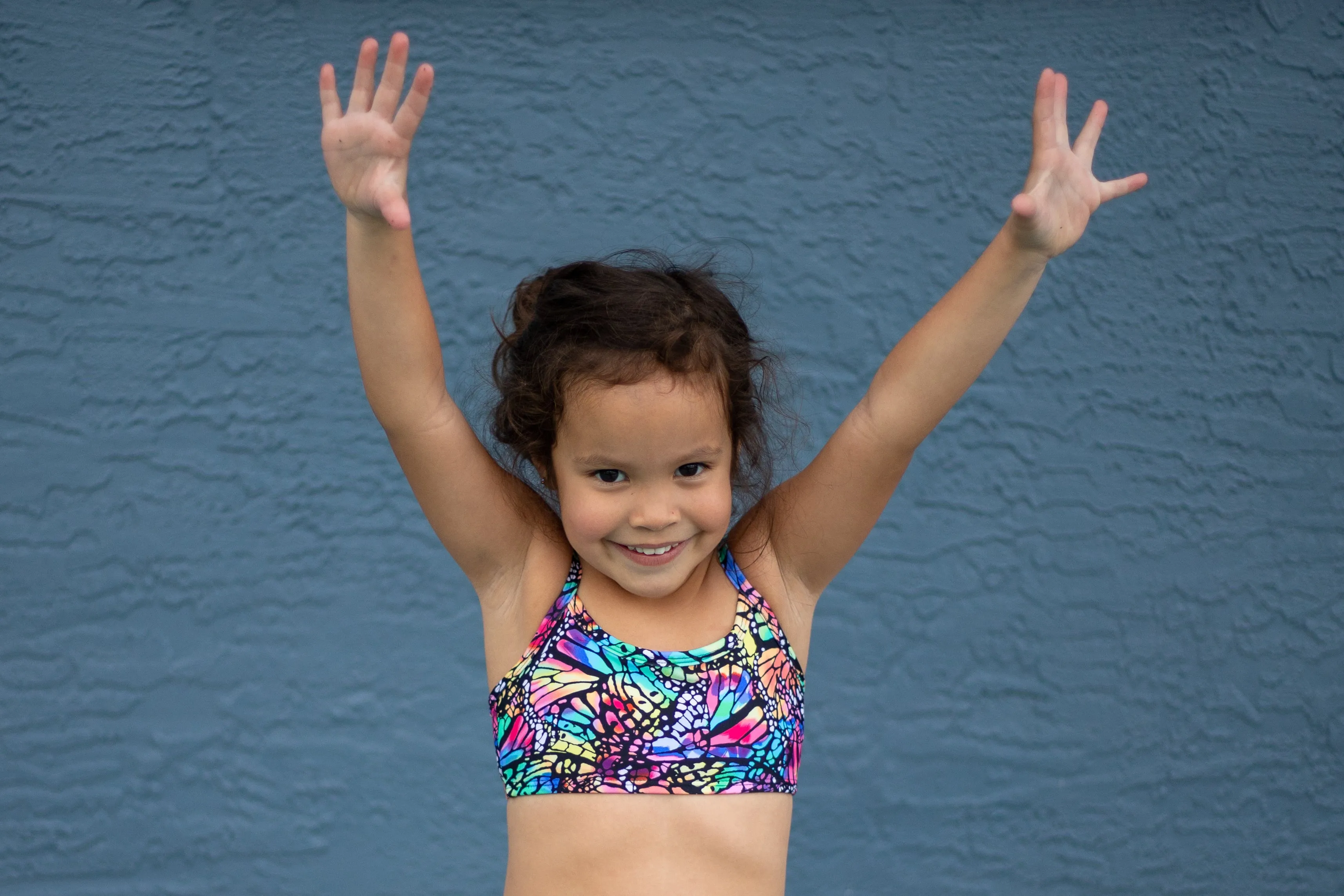 Girls UPF 50  Printed Bikini Swim Top  | Fiesta Print