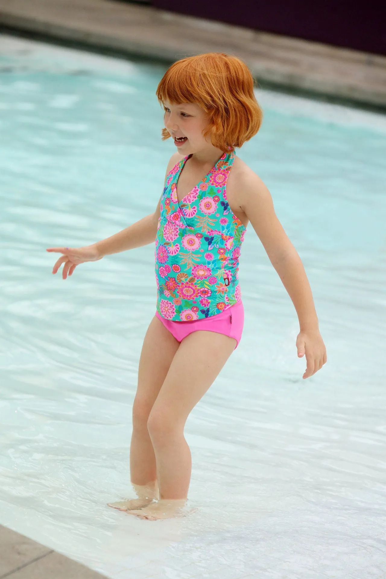 Girls UPF 50  Printed Swim Halter Top | Marine Life