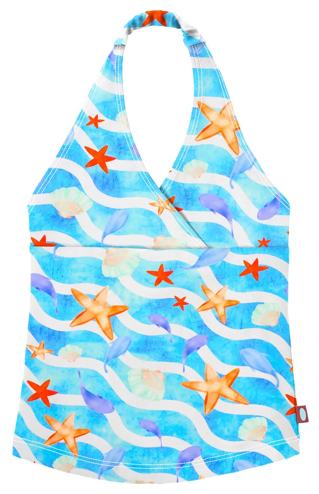 Girls UPF 50  Printed Swim Halter Top | Marine Life