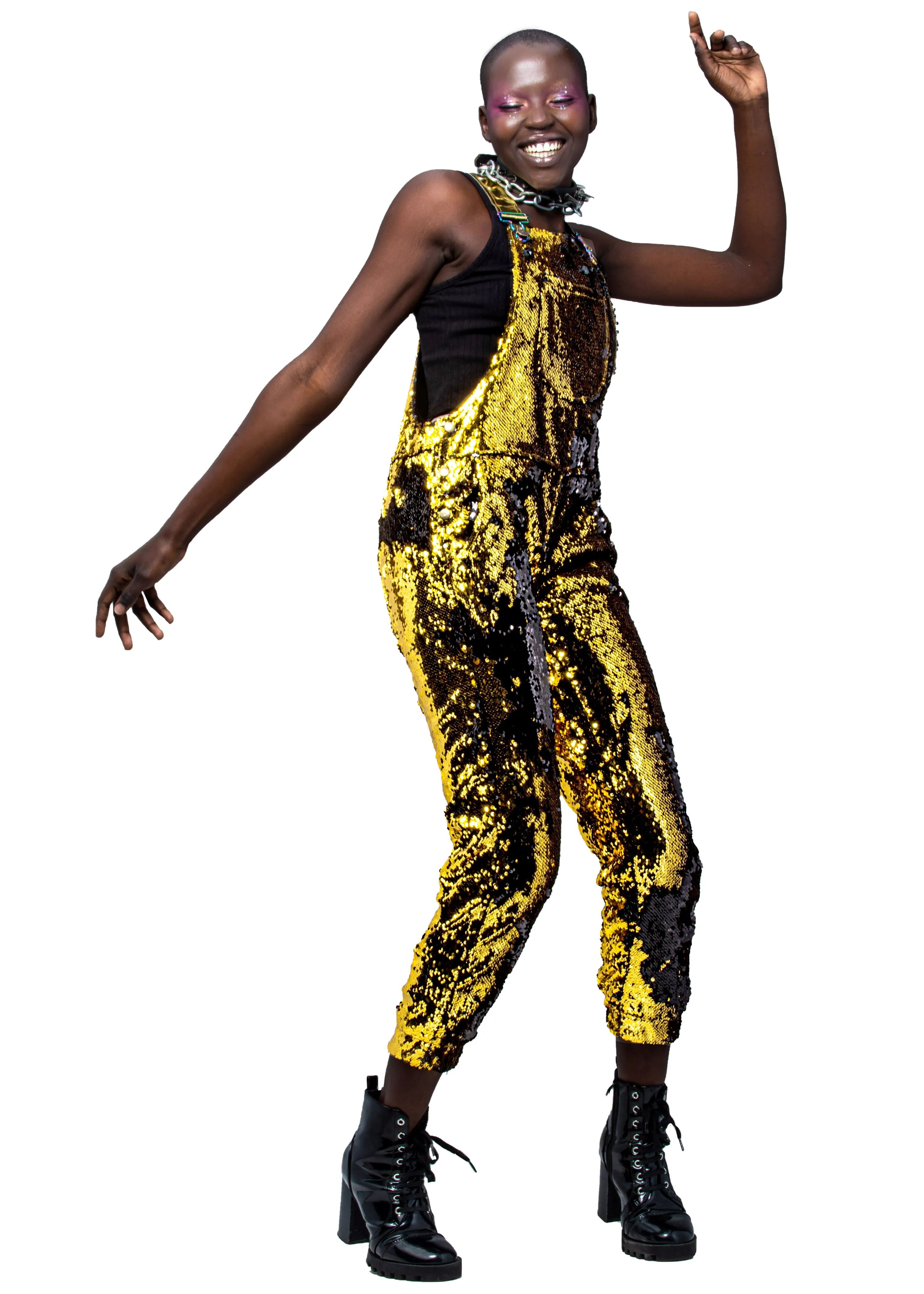 Gold Dust Jogger Sequin Overalls