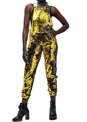 Gold Dust Jogger Sequin Overalls