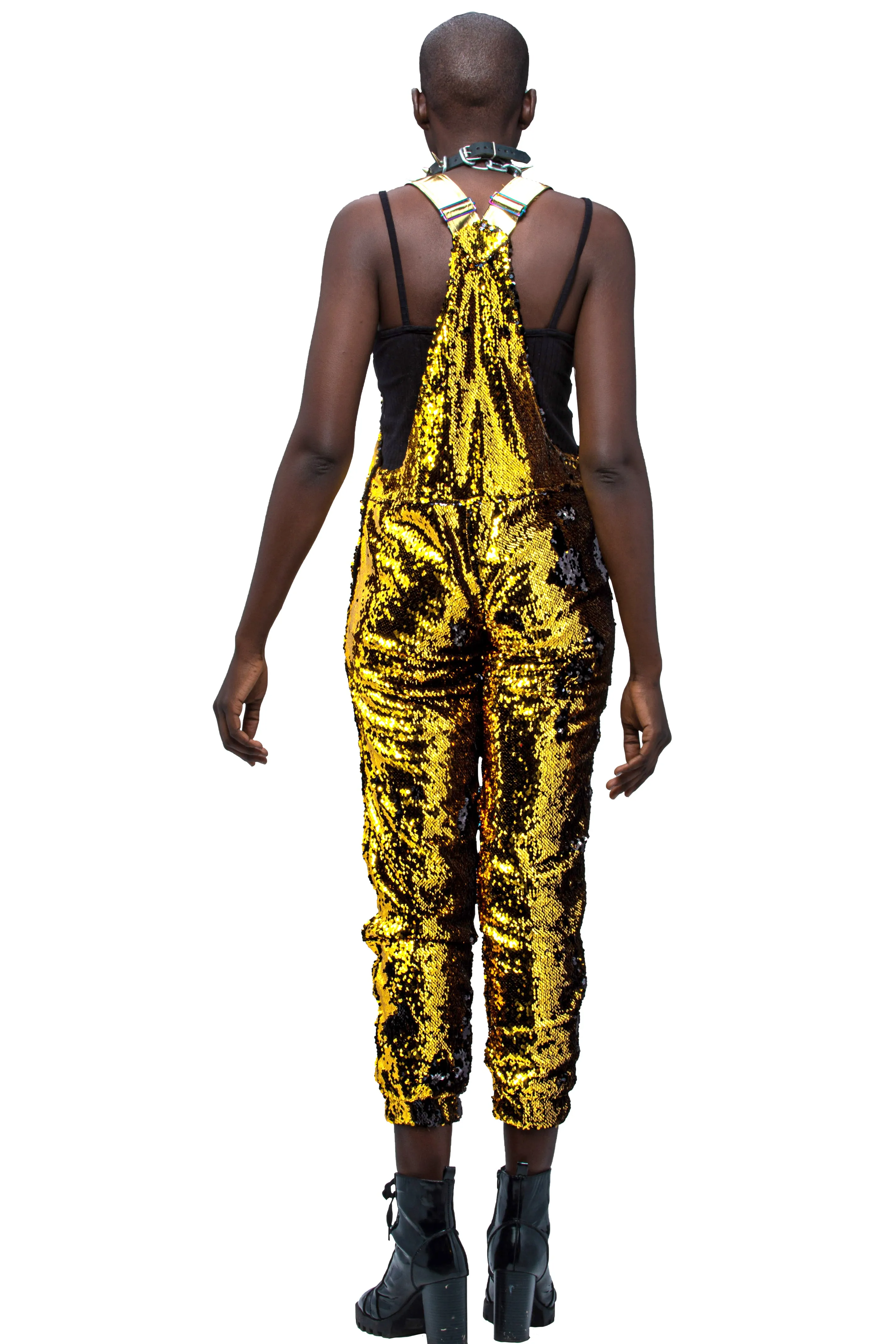 Gold Dust Jogger Sequin Overalls