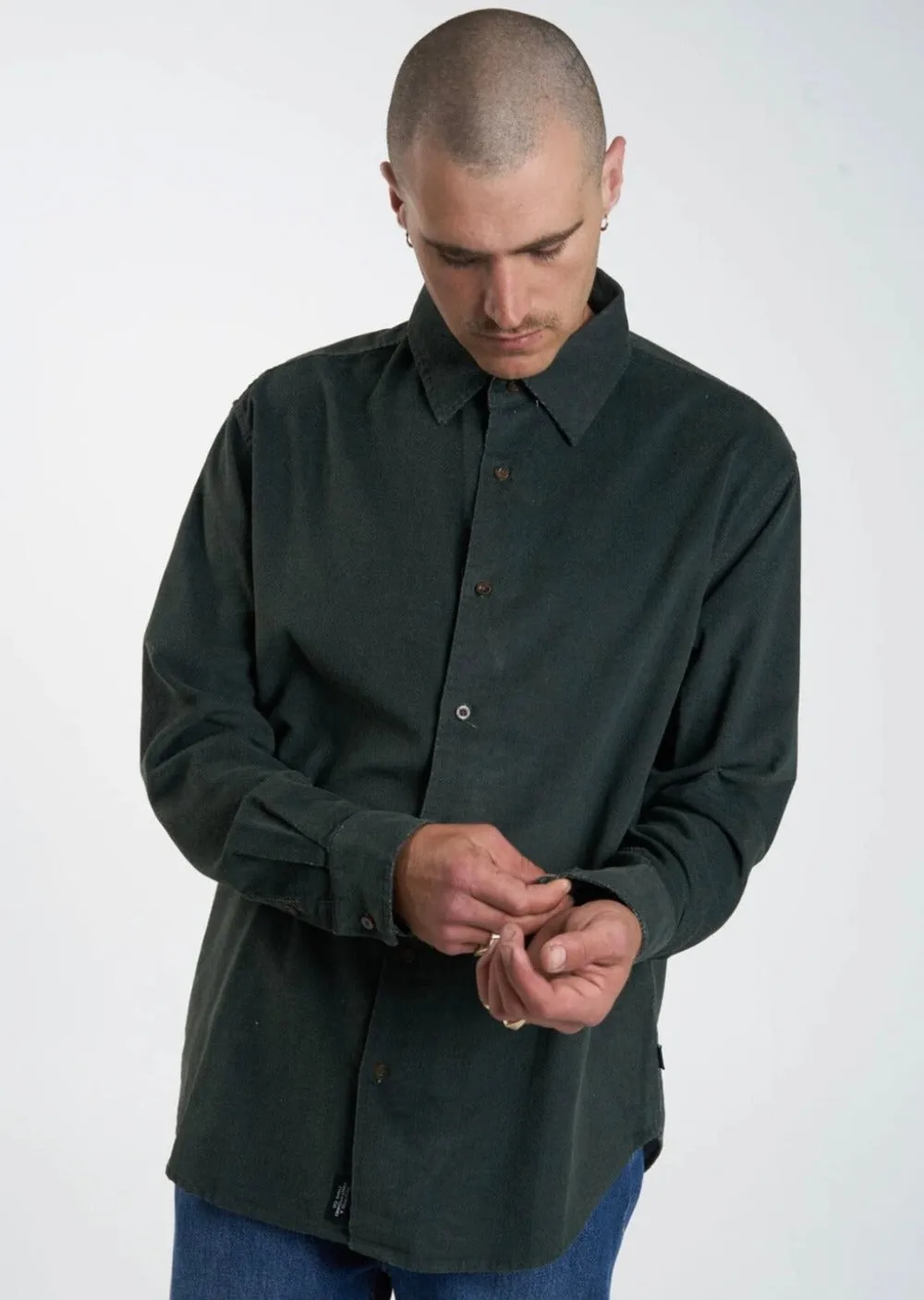 Gravitating Naturally Cord Long Sleeve Shirt Thyme