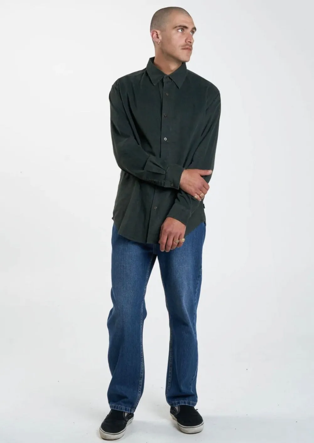 Gravitating Naturally Cord Long Sleeve Shirt Thyme