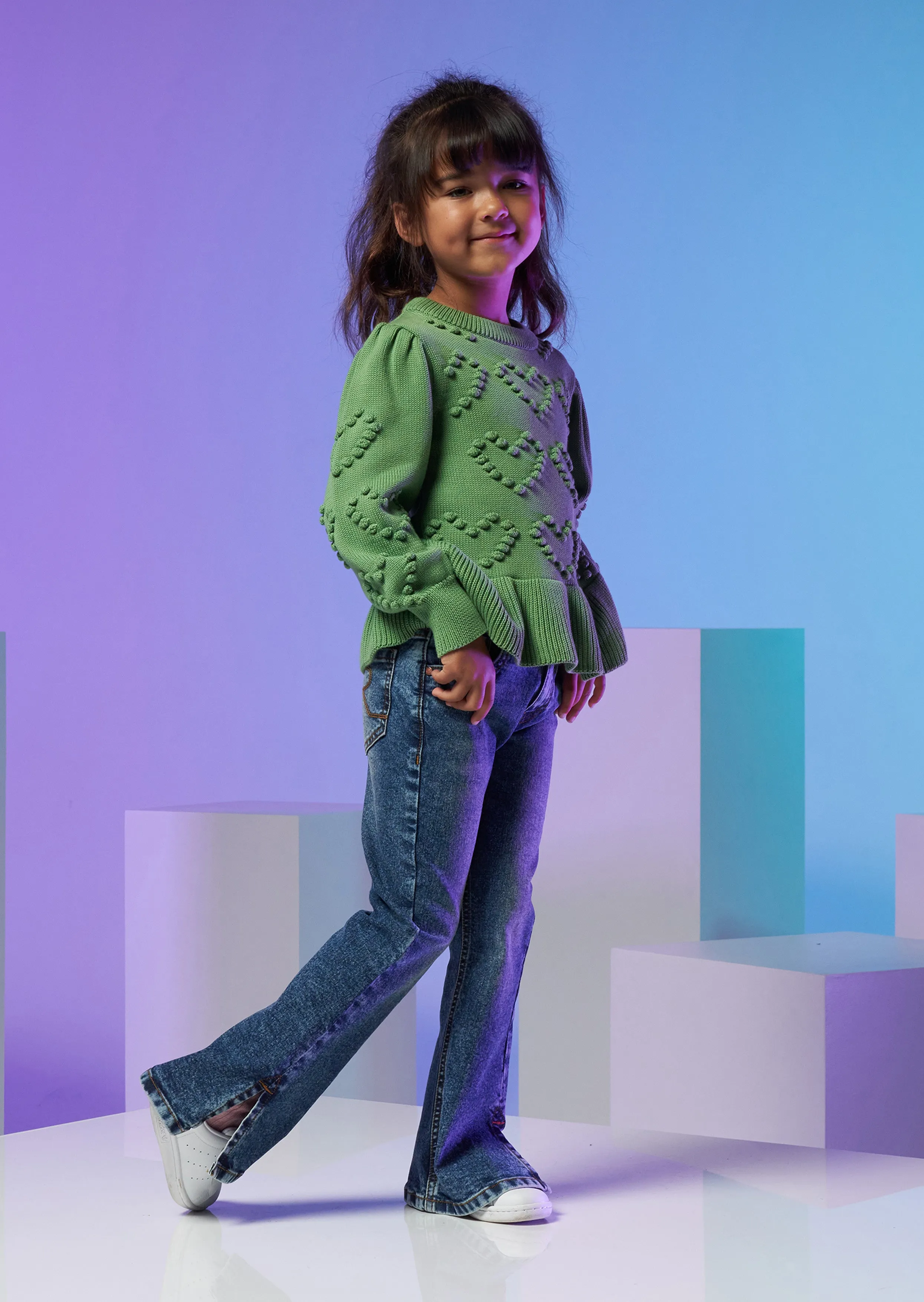 Green Heart Peplum Jumper