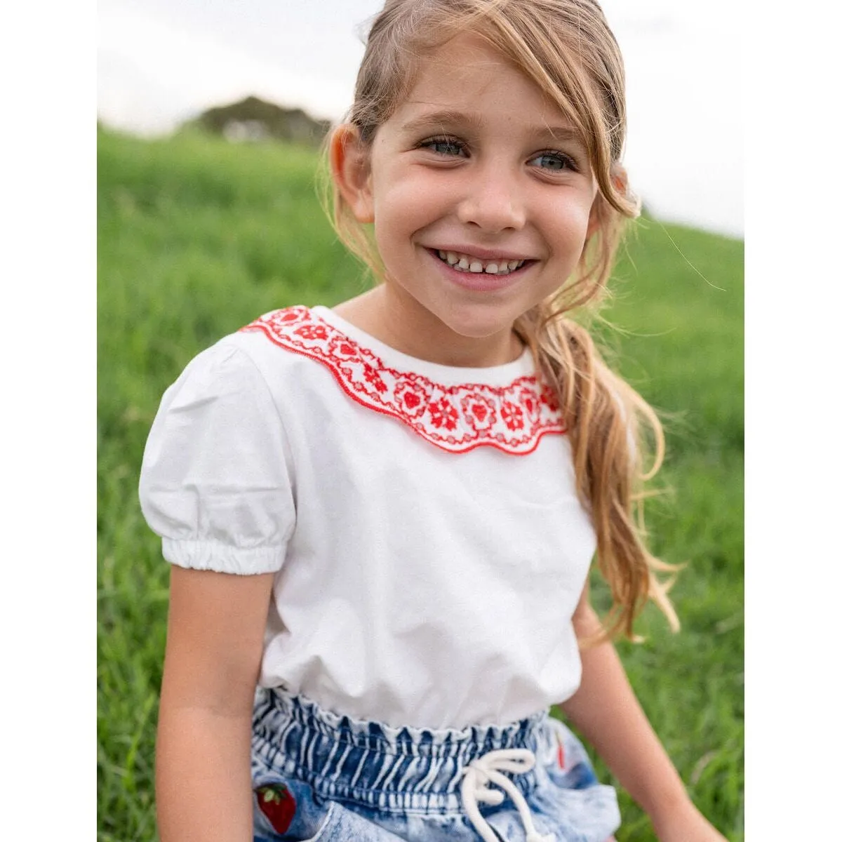 Greta Embroidered Collar Top