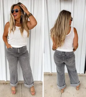 GREY Jordan Wide Cuff Jeans (preorder arrival ONE WEEK)