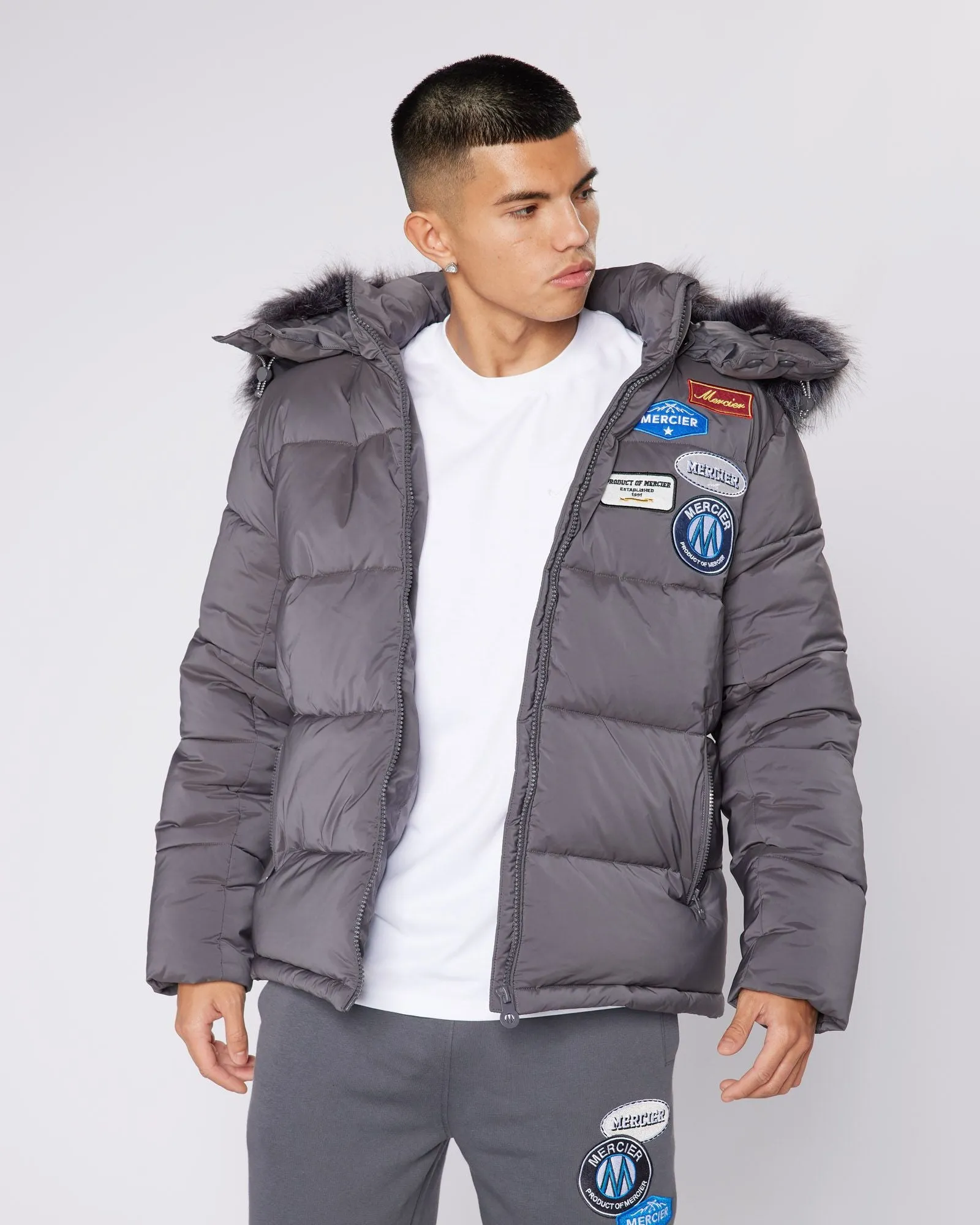 Grey OG Badge Puffer Jacket