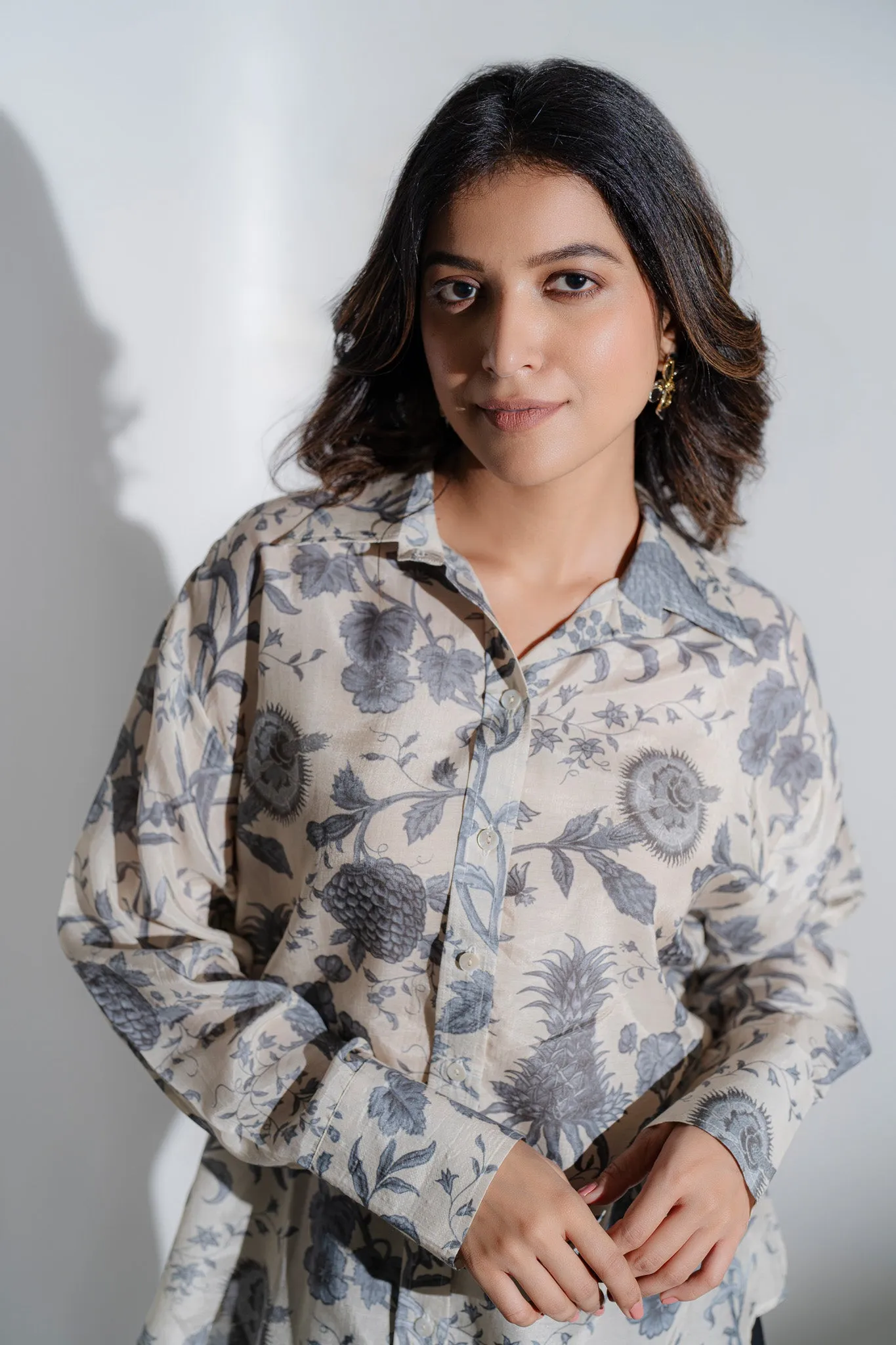 Grey Viscose Muslin Shirt