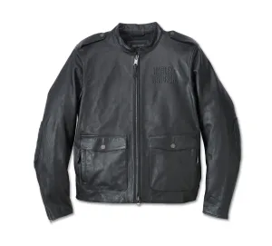 H-D Flex Layering System Captains Leather Jacket Outer Layer - Black