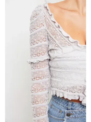 Halley Ruffle Knit Top - Grey