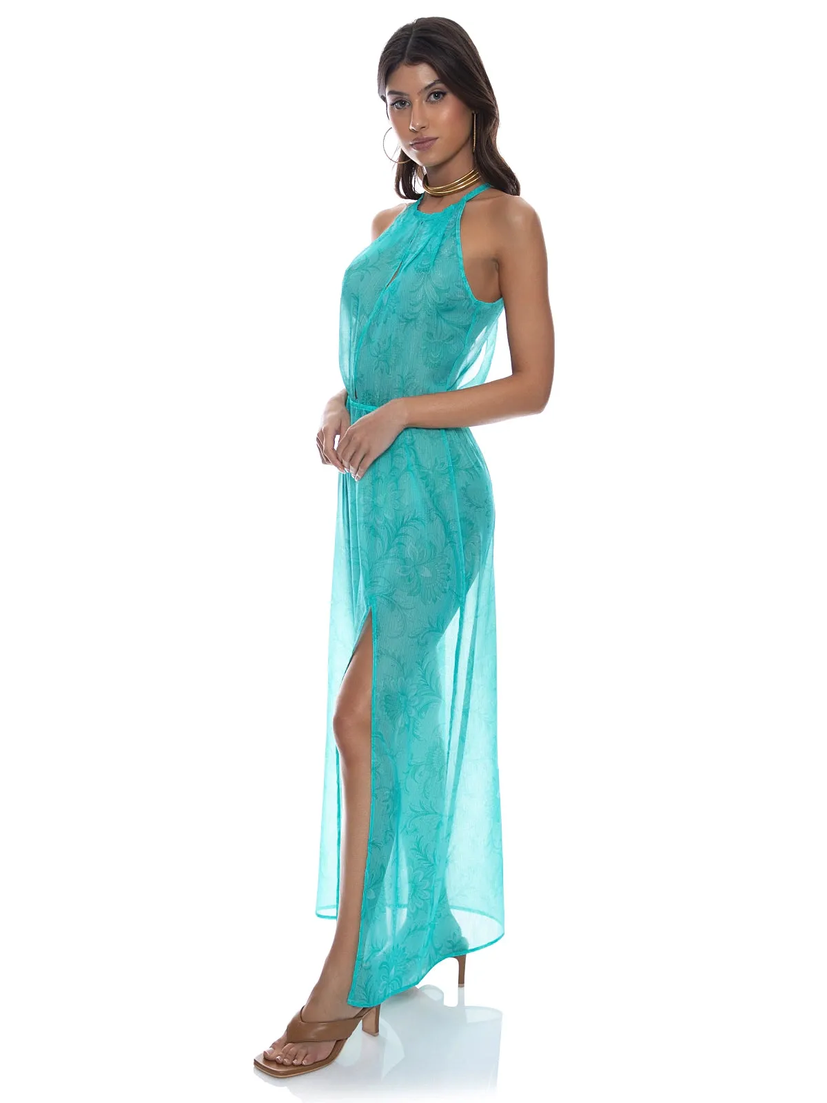 Halter Keyhole Maxi Dress
