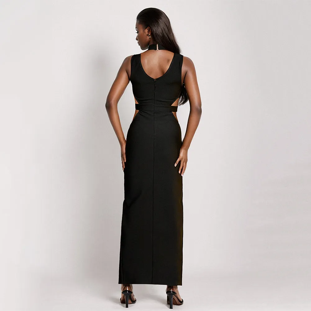 Halter Sleeveless Cut Out Maxi Bandage Dress PZC2467