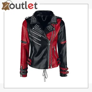 Handmade Mens Black Punk Style Studded Leather Jacket