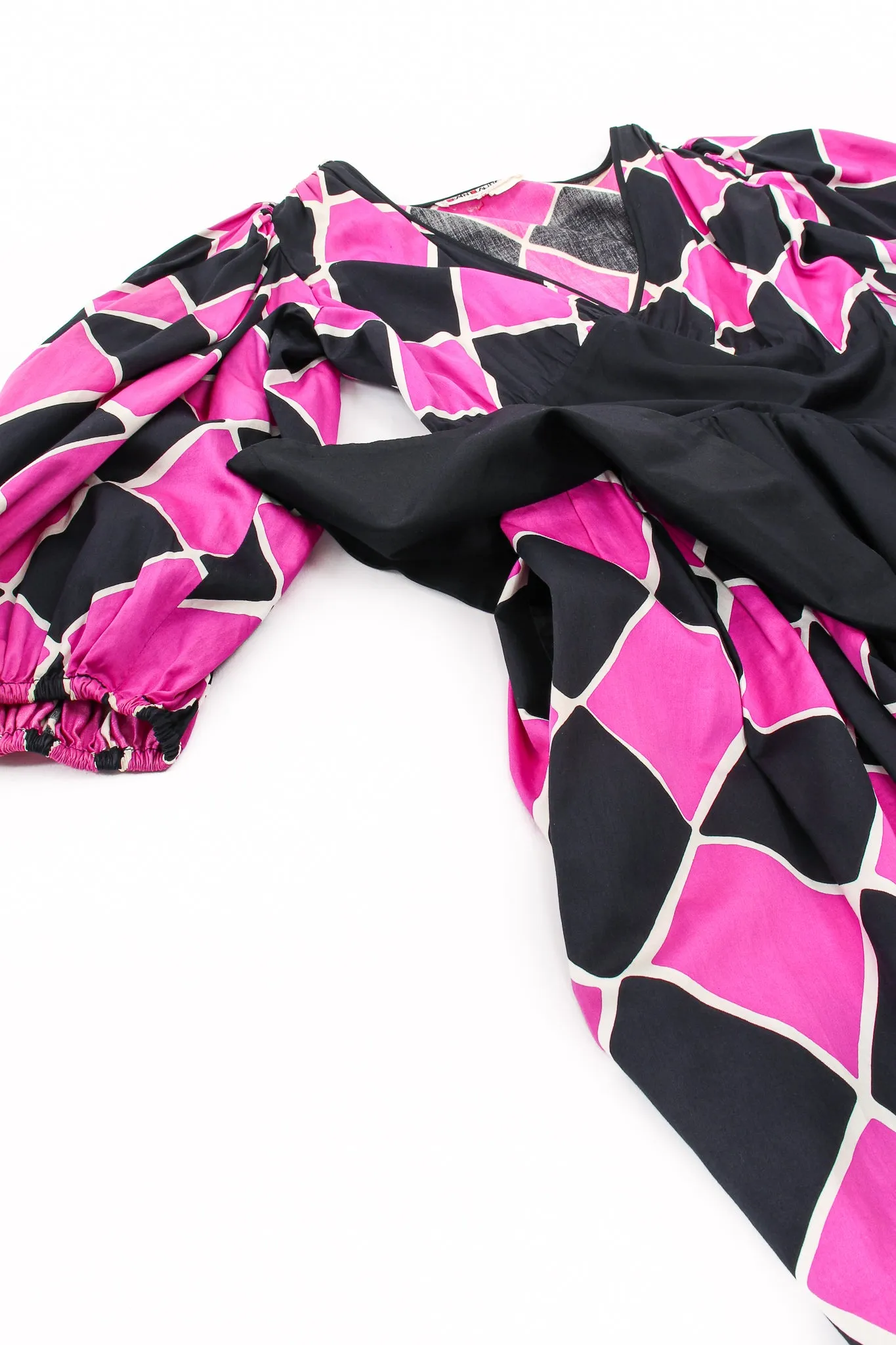 Harlequin Balloon Sleeve Peplum Dress