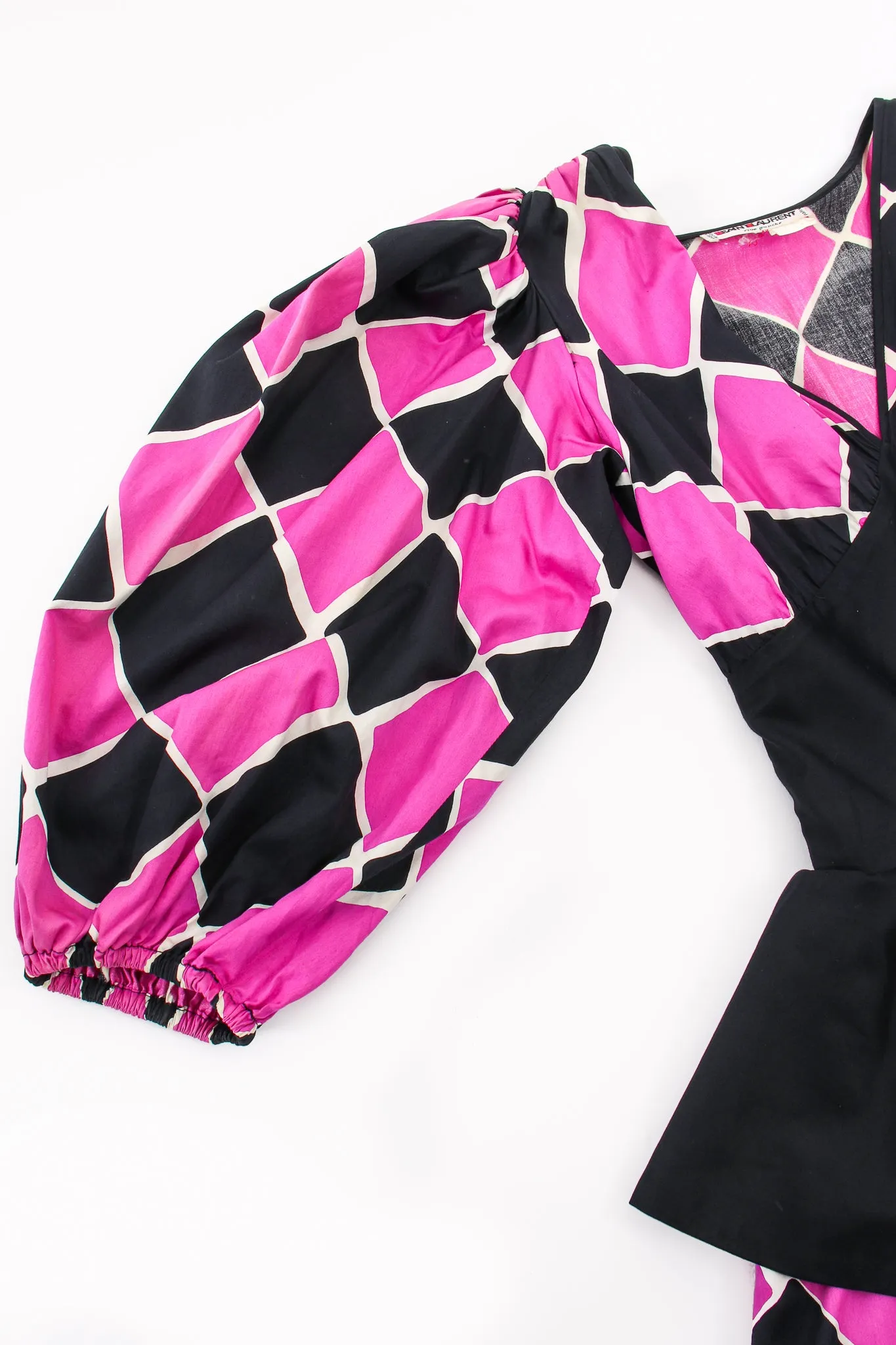 Harlequin Balloon Sleeve Peplum Dress