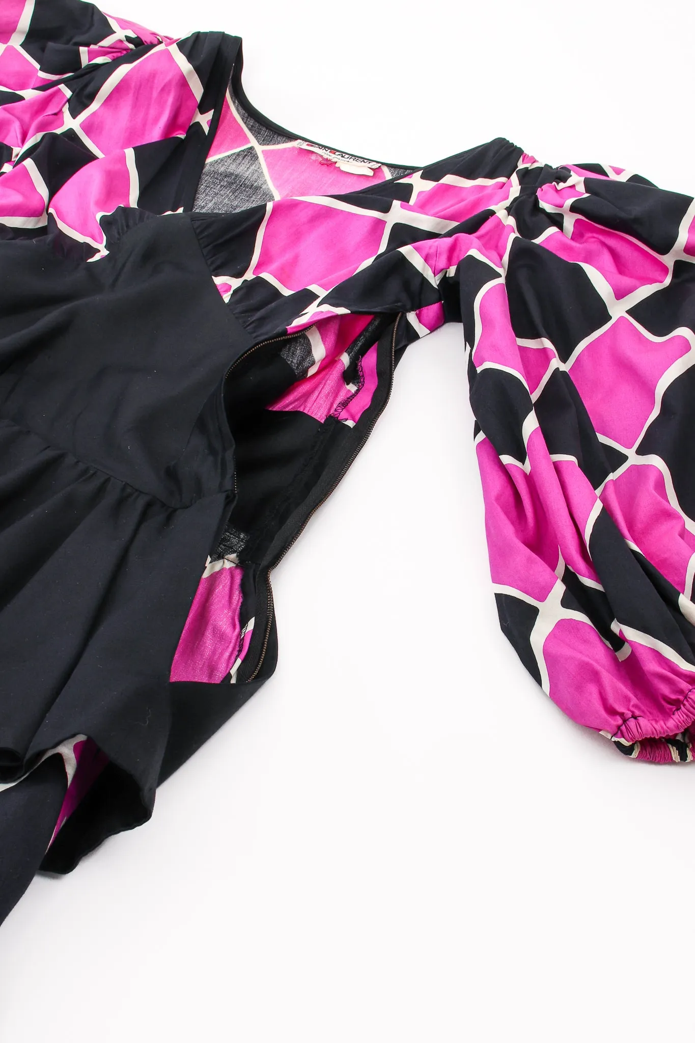 Harlequin Balloon Sleeve Peplum Dress