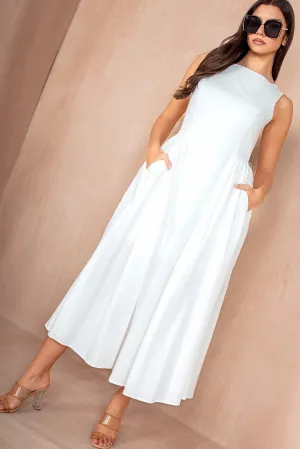 Harlow White Cotton Midi Dress