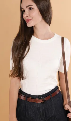 HAYES Crew-Neck Knit Top (White)