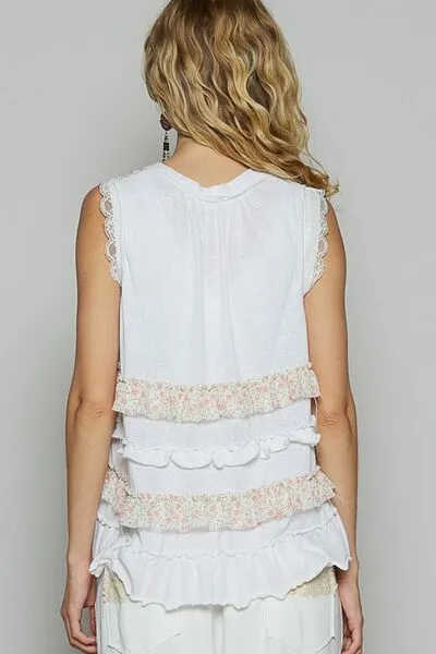 Hazel Blues® |  POL Ruffled Open Front Sleeveless Cardigan