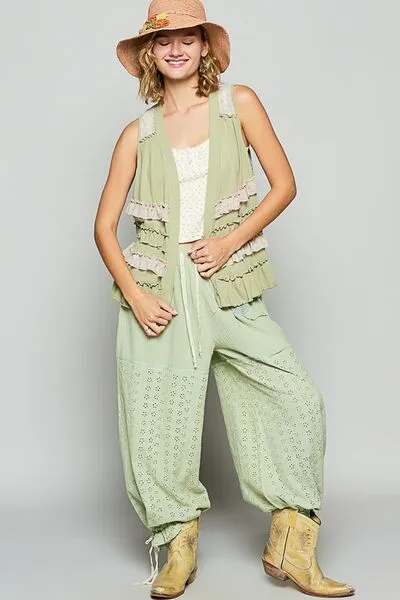 Hazel Blues® |  POL Ruffled Open Front Sleeveless Cardigan