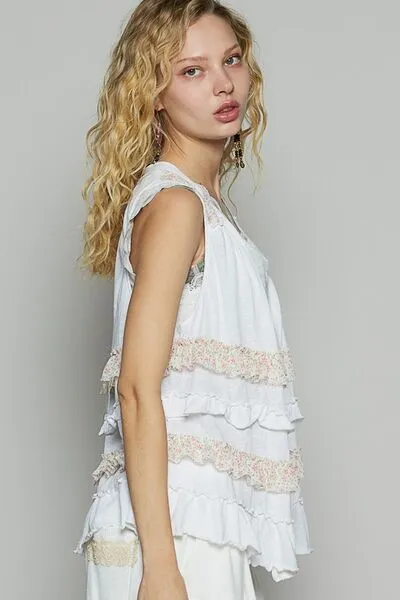Hazel Blues® |  POL Ruffled Open Front Sleeveless Cardigan