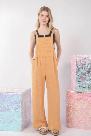 Hazel Blues® |  VERY J Texture Washed Wide Leg Overalls