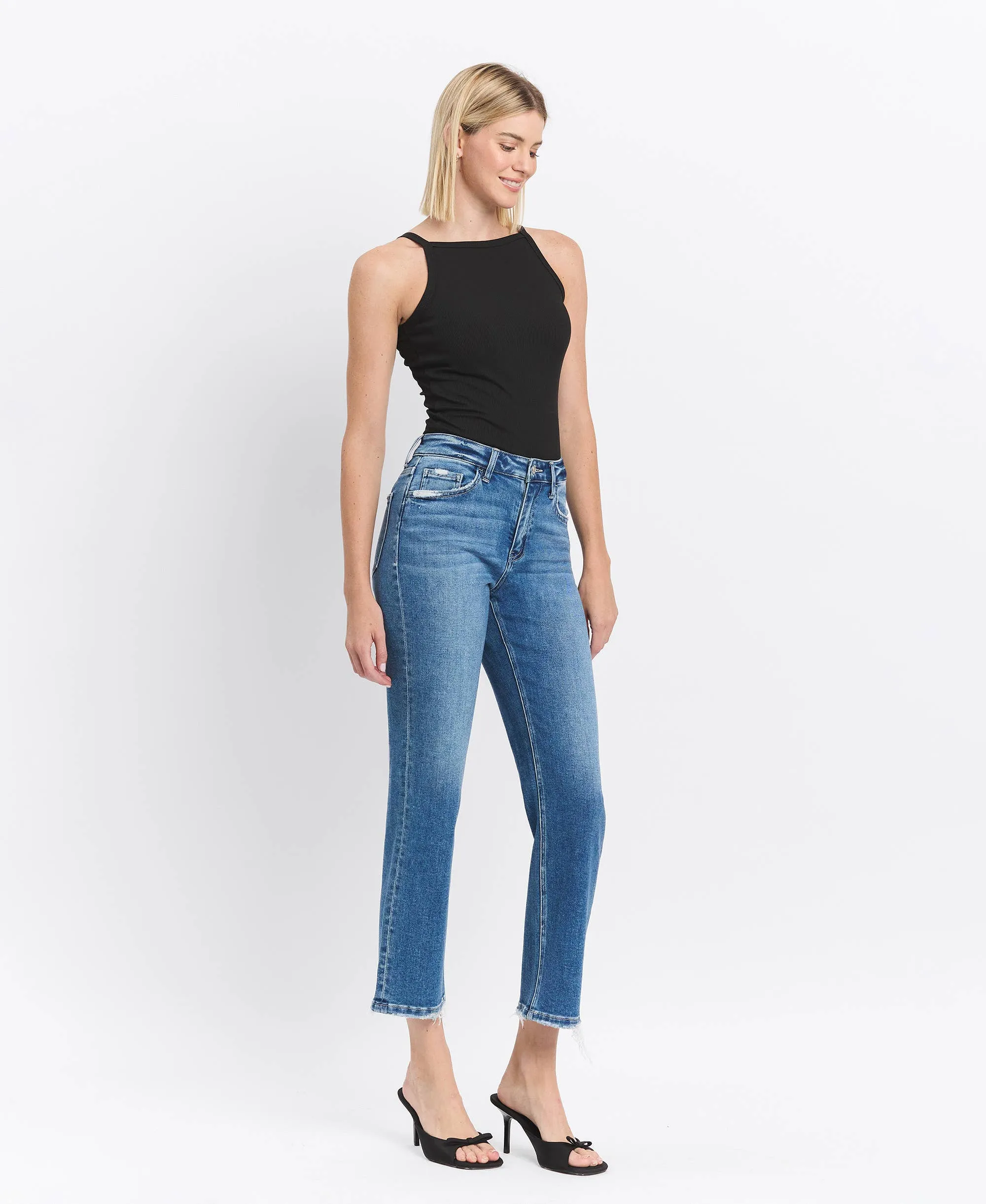 HIGH RISE ANKLE STRAIGHT JEAN