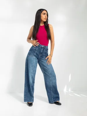 High Waist Dark Wash Straight Jeans