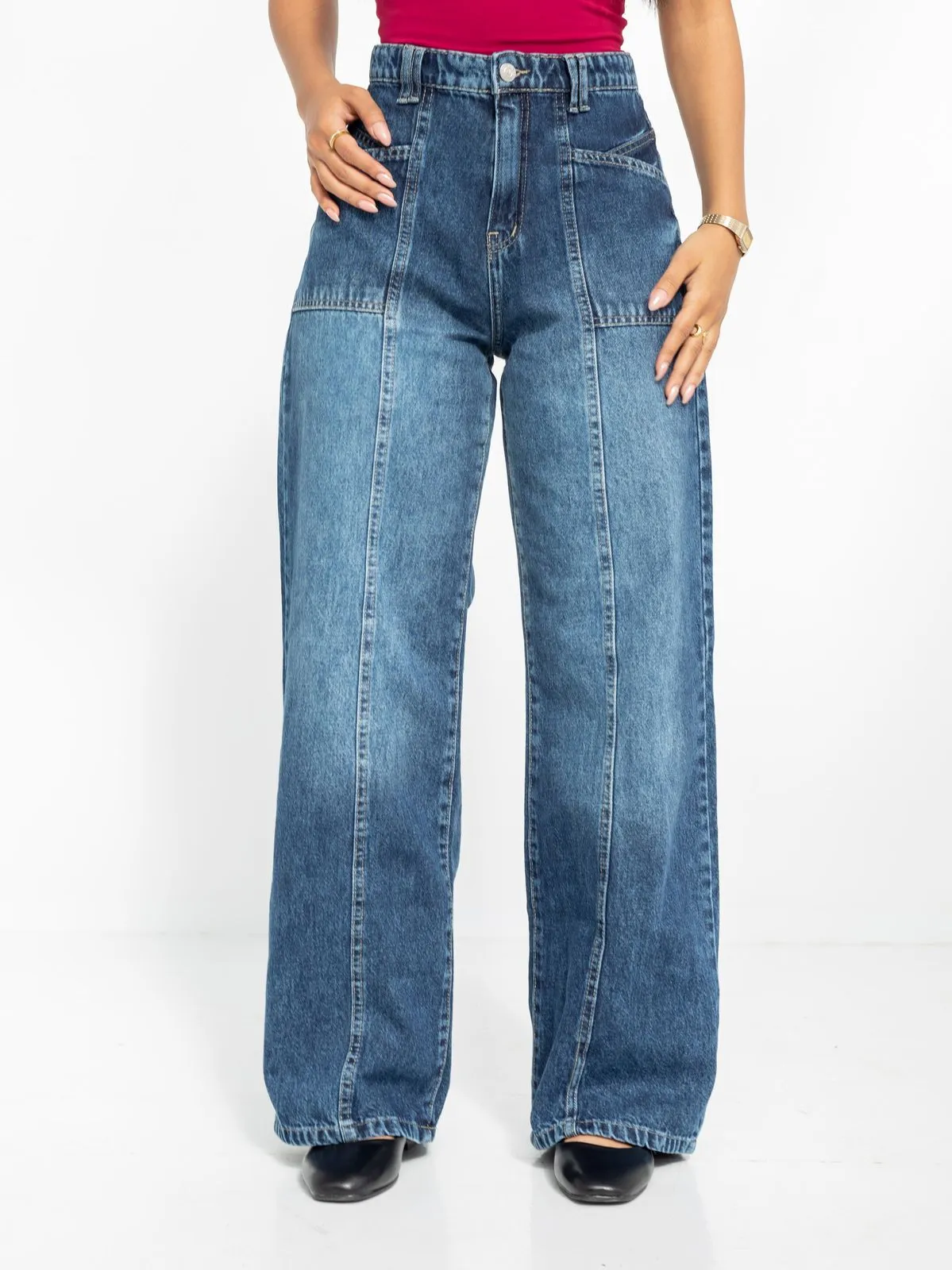High Waist Dark Wash Straight Jeans