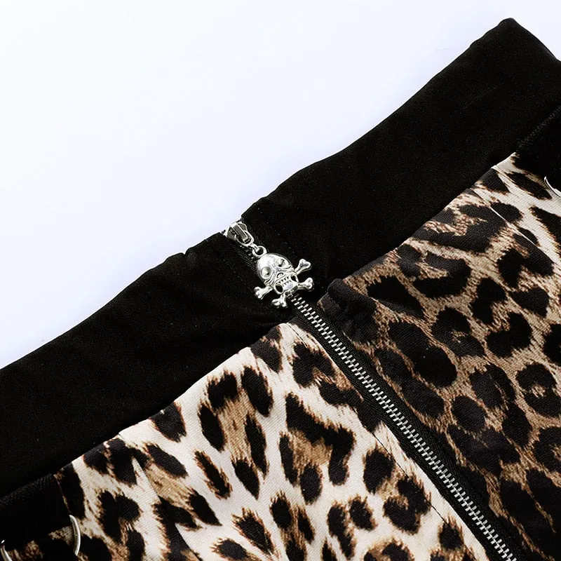 High Waist Leopard Skirt