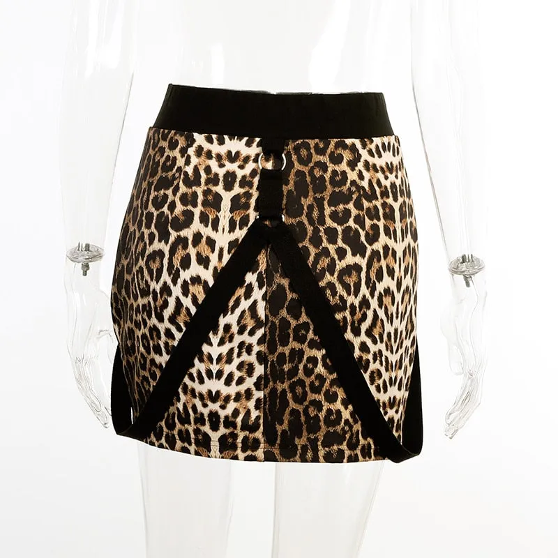 High Waist Leopard Skirt