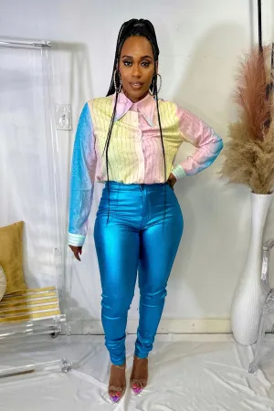 HIGH WAIST METALLIC PANTS