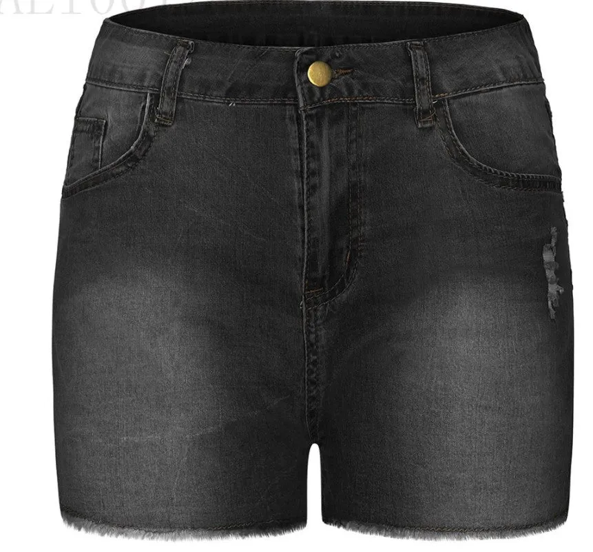 High Waist Stretch Distressed Jean Shorts