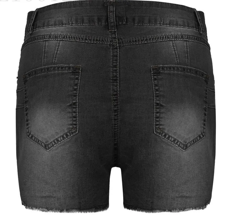 High Waist Stretch Distressed Jean Shorts