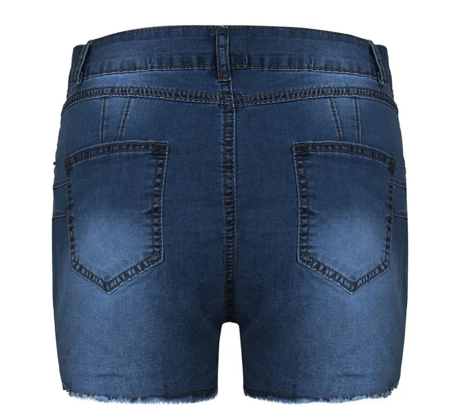 High Waist Stretch Distressed Jean Shorts