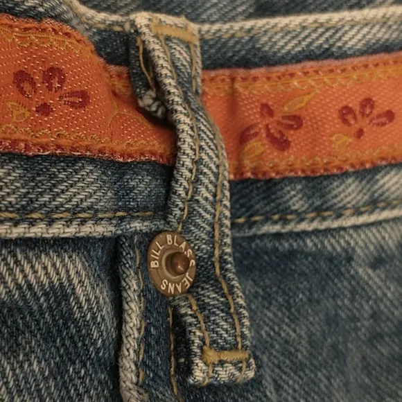 High Waisted Denim Jean Shorts Vintage w Boho Trim