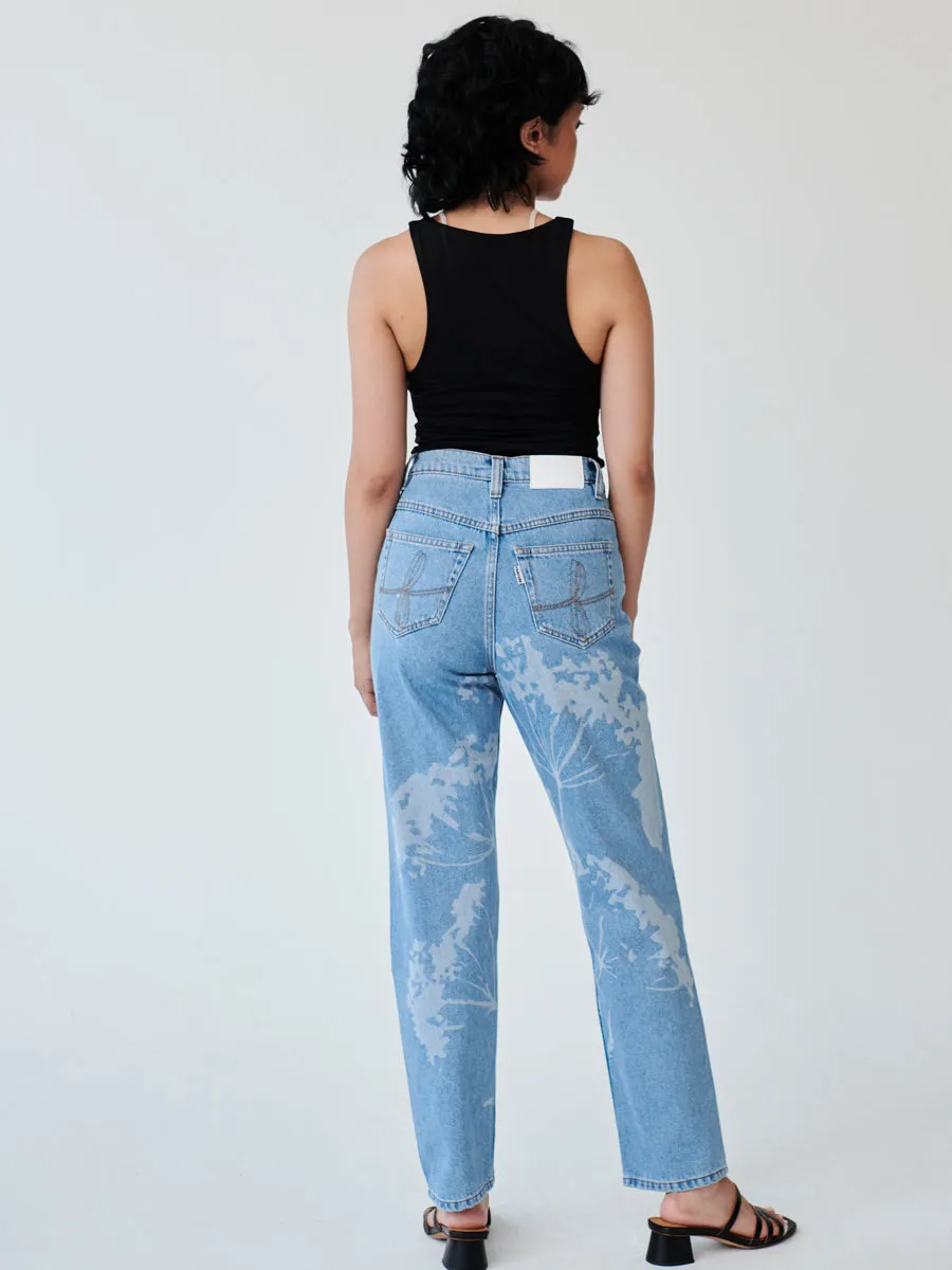 High Waisted Organic & Recycled Laser Dandelion Jeans