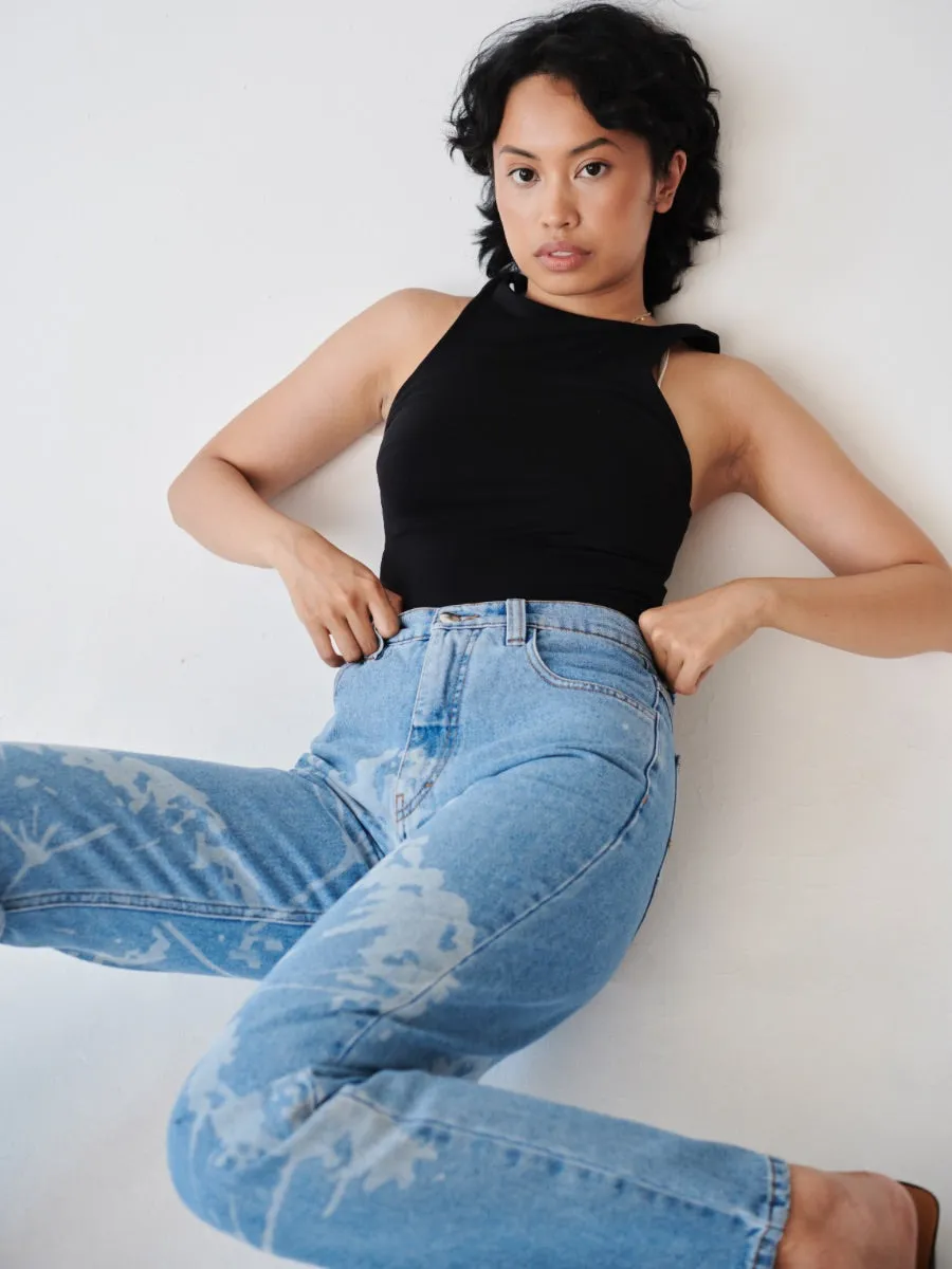 High Waisted Organic & Recycled Laser Dandelion Jeans