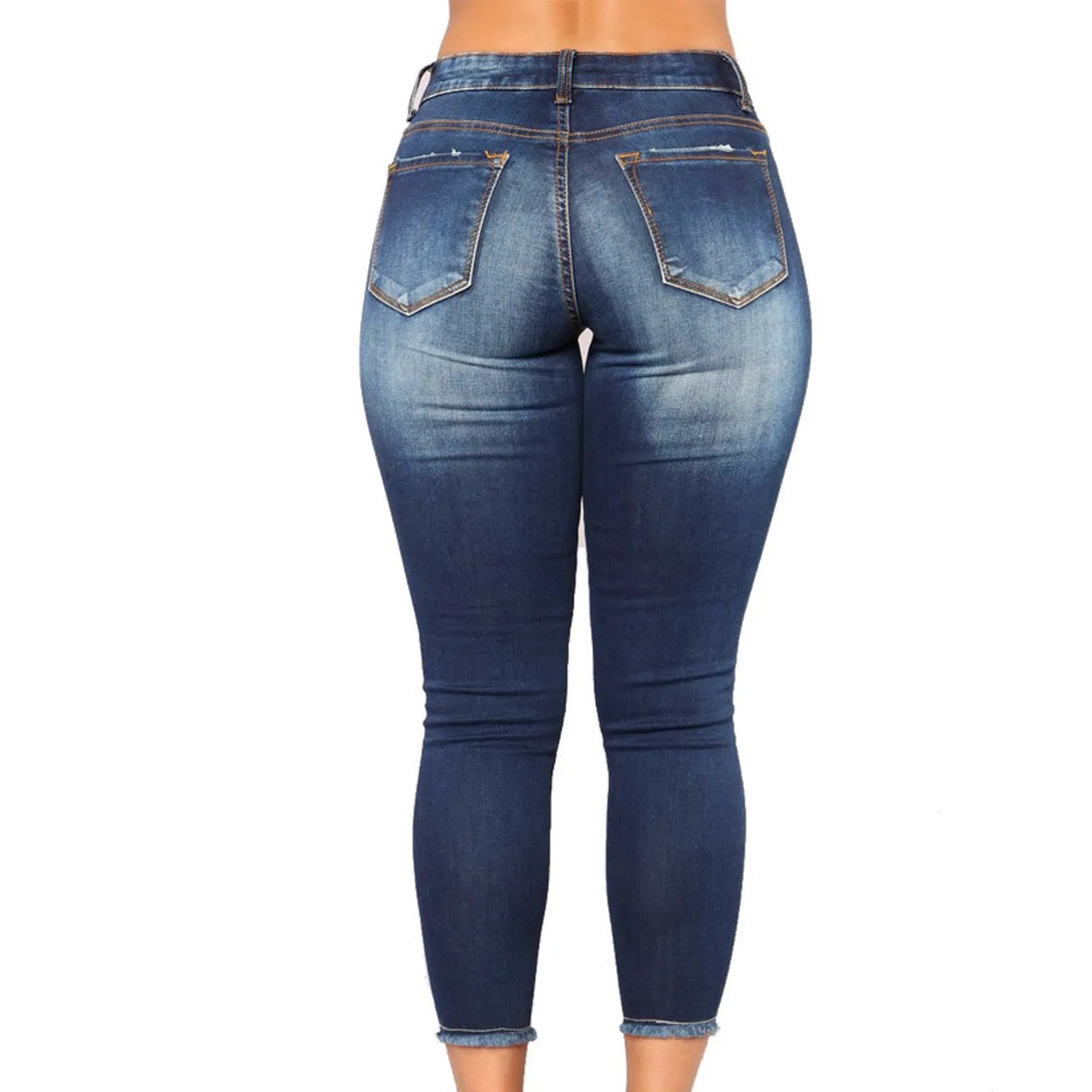High-waisted Stretch Ripped Jeans