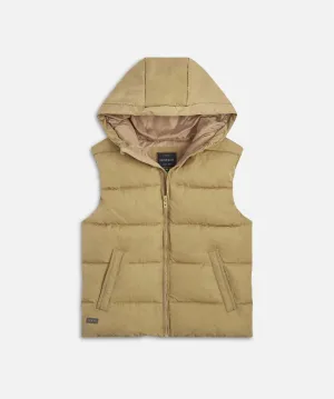 Hooded Puffer Vest - Gold