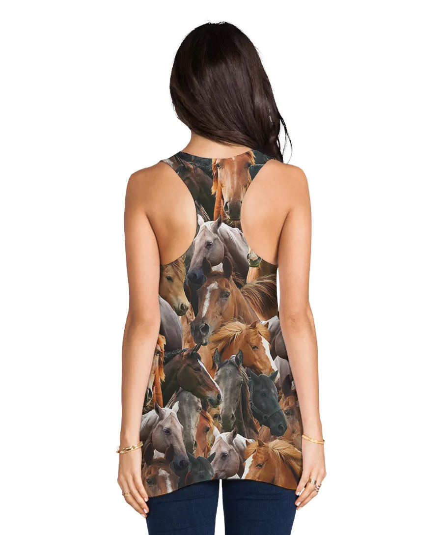 Horses on Horses on Horses Racerback Tank Top