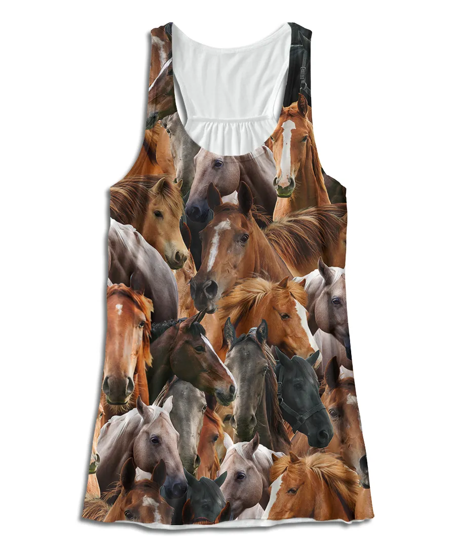 Horses on Horses on Horses Racerback Tank Top
