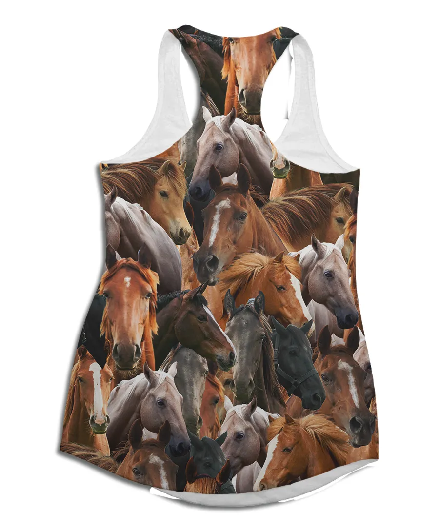 Horses on Horses on Horses Racerback Tank Top